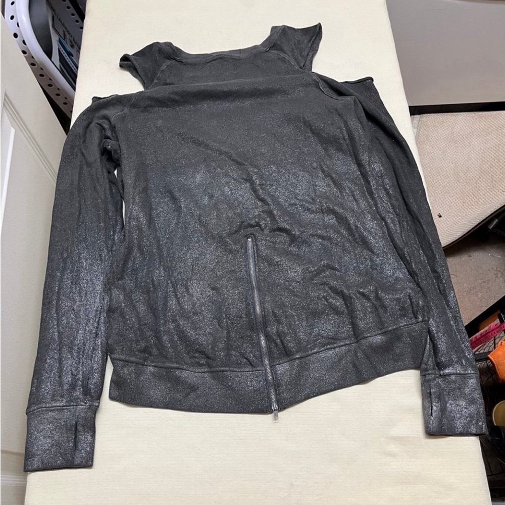 Pam & Gela M shimmery grey cold shoulder sweatshirt - Picture 6 of 12